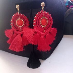 :Earrings with glass beads ( Box A )